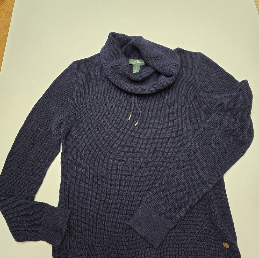 Ralph Lauren Deep Blue Cowl Neck Soft Medium Sweater